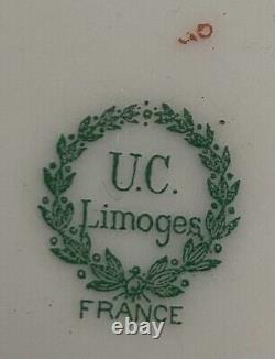 VINTAGE FRENCH U. C. LIMOGES DECORATIVE PLATE 10.2 WITH BRONZE FRAME V/G c. 1920