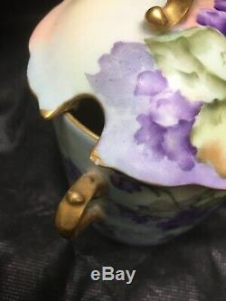 VINTAGE J. P. L. Hand painted Limoges 4 Coffee Espresso Cups Sugar Creamer Set