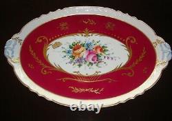 Very Large 20 Limoges Hand Painted Signed Tea Coffee Tray Platter, Roses & Gold