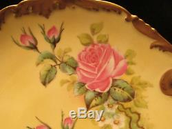Very Rare T&V Limoges/Handpainted Plate/Roses Scalloped Design/Signed Leroy