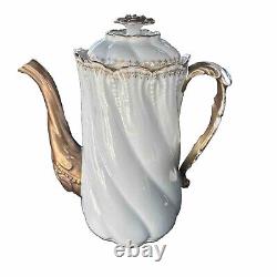 Vintage Alfred Lanternier Limoges Porcelain Hand Painted TeaPot, Gold France