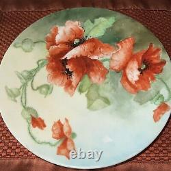 Vintage Antique JPL Pouyat Limoges Orchards Flowers Plate Hand Painted Green
