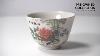 Vintage Chinese Hand Painted Bamboo Flower Bird Porcelain Tea Cup