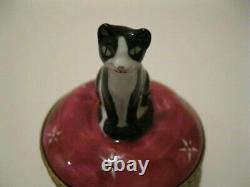 Vintage Dubarry Limoges Black & White Cat Box Hand Painted
