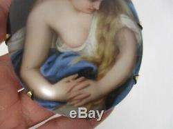 Vintage France Limoges Hand Painted Partial Nude Portrait Pendant Brooch Pin