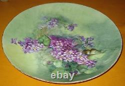 Vintage HP Floral Charger Wall Plate Haviland Limoges Gilt Trim 11 1/4d Ca1900
