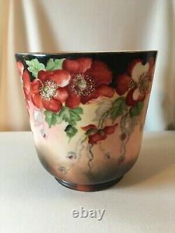 Vintage J. P. L. Limoges 1906 Hand Painted Porcelain Jardiniere with Poppies