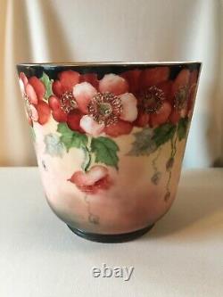 Vintage J. P. L. Limoges 1906 Hand Painted Porcelain Jardiniere with Poppies