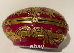 Vintage Le Tallec Limoges hand painted hinged egg box gold on relief