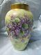 Vintage Limoge Hand Ptd. Porcelain Vase Purple Violets & Gold 9-1/2 X 6 Pre Own