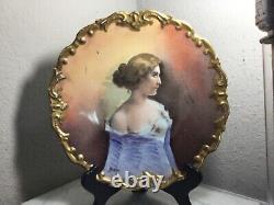 Vintage Limoges France Hand Painted Nude Portrait Plate10.75-Artist-Signed-EUC