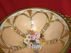 Vintage Limoges France Hand Painted Pedestal Footed Bowl, Floral Pattern