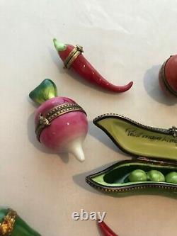 Vintage Limoges France Hand Painted Porcelain 8 Vegetable Shaped Trinket Box