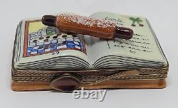 Vintage Limoges Hand Painted Rolling Pin Cherry Tart Cookbook Trinket Box