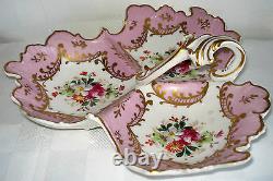 Vintage Limoges Hand-painted Porcelain Tripartite Bonbon Dish (france)