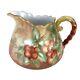 Vintage Limoges Large Cider Water Pitcher Cherries Hand Painted Unmarked Green