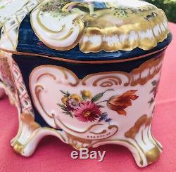 Vintage Limoges Lidded Box Or Dish Hand Painted Victorian Couple Beautiful! MINT