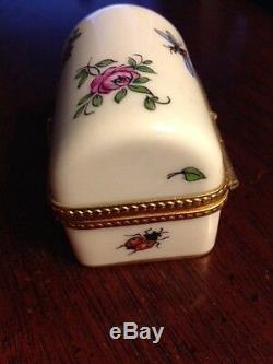 Vintage Limoges Porcelain Barrel Top Trinket Box Hand-painted for Tiffany & Co
