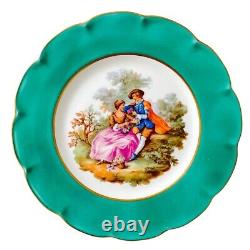 Vintage Limoges Porcelain Dinner Plates With Fragonard Lovers Scenes, Set of 12