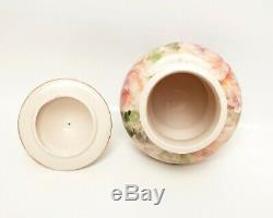 Vintage Limoges Porcelain Jar With Finial Hand Painted Roses Artist L Gould