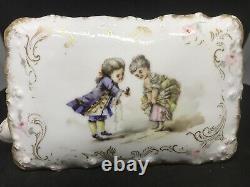 Vintage Pairpoint Limoges- Large Hand Painted Portrait Dresser Or Glove Box