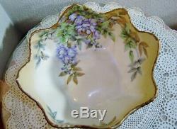 Vintage T&V LIMOGES Hand Painted Artist Signed Footed Console Bowl