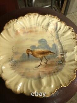 Vintage limoges hand painted platter And 6 Plates, Game Bird Motif
