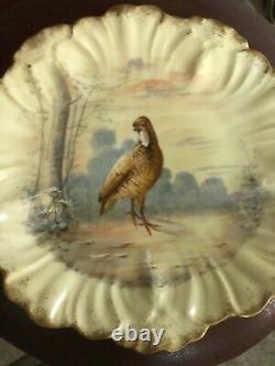 Vintage limoges hand painted platter And 6 Plates, Game Bird Motif