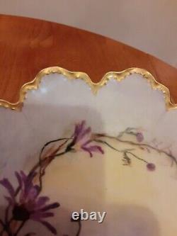 Vtg Haviland Limoges Hand Painted Scalloped Plate Gold 9.75 D