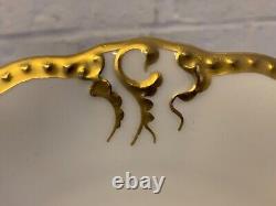 Vtg Jean Pouyat Limoges Porcelain 6 Luncheon Plates with Gold Trim by E. Woodman