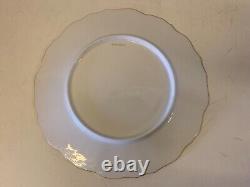 Vtg Jean Pouyat Limoges Porcelain 6 Luncheon Plates with Gold Trim by E. Woodman