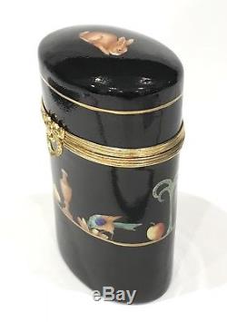 Vtg Tiffany & Co. Le Tallec Hand Painted Black Shoulder Box Signed Private Stock