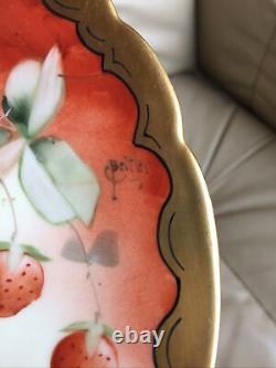 WA PICKARD / Martial Redon MR Limoges France BEITLER Painted Strawberries Plate