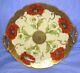 Wa Pickard France Limoges Leach Plate Withhandles Hand Painted Red Flowers & Gold