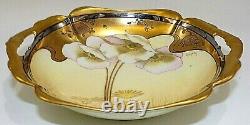 W. A. Pickard Hand Painted Gasper White Lilies Gold Encrusted Plate/dish/bowl