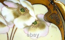 W. A. Pickard Hand Painted Gasper White Lilies Gold Encrusted Plate/dish/bowl