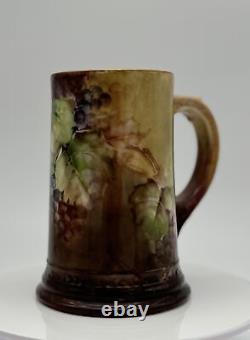 W. G. & Co. Limoges Hand-Painted Porcelain Mug with Grape Design 1872 to 1932