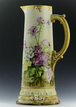 Willets Belleek 14 Antiques Hand Painted Pansies Tankard Pitcher