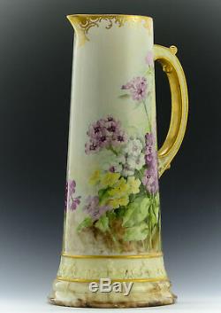Willets Belleek 14 Antiques Hand Painted Pansies Tankard Pitcher