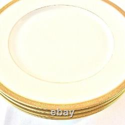 Wm Guerin & Co Limoges France Set 4 Dinner Plates 9.75d White Gold 1891-1932
