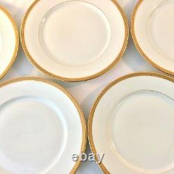 Wm Guerin & Co Limoges France Set 6 Dinner Plates 9.75d White Gold 1891-1932