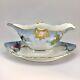Wm Guerin Limoges Fish Sauce Boat Gravy Attached Underplate Hand Painted France