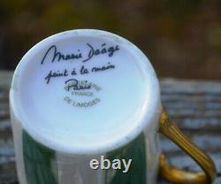 `new Pair Of Handpainted Marie Daage De Limoges France Espresso/demitasse Cups