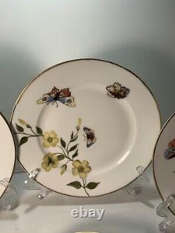 11 Antique H & C Limoges France Papillons Peints À La Main / Plaques De Salades Flowers