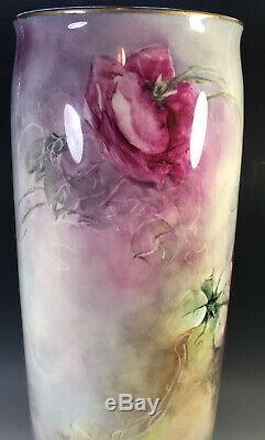 15.5belleek Antiquités Roses Vase Peint À La Main