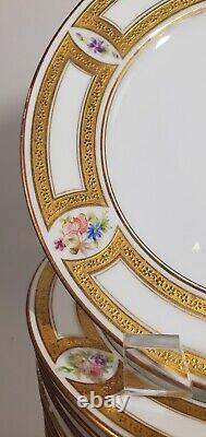 15 Assiettes à pain monogramme floral néoclassique doré peintes à la main par Charles Ahrenfeldt