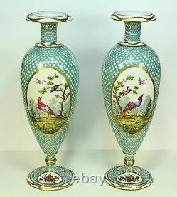 1800's Antique Limoges Paire De Grandes Vases De Porcelaine Peintes À La Main 21