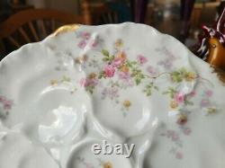 2 Antique Ahrenfeldt Limoges Porcelaine Oyster Plate Roses Or Accent Nice