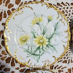 4 Limages Haviland Luncheon Plates Handpainted H&co L France Marqued1893
