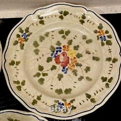 5 Assiettes de dîner en faïence Limoges Longchamp Nemours peintes à la main de 10 pouces de diamètre